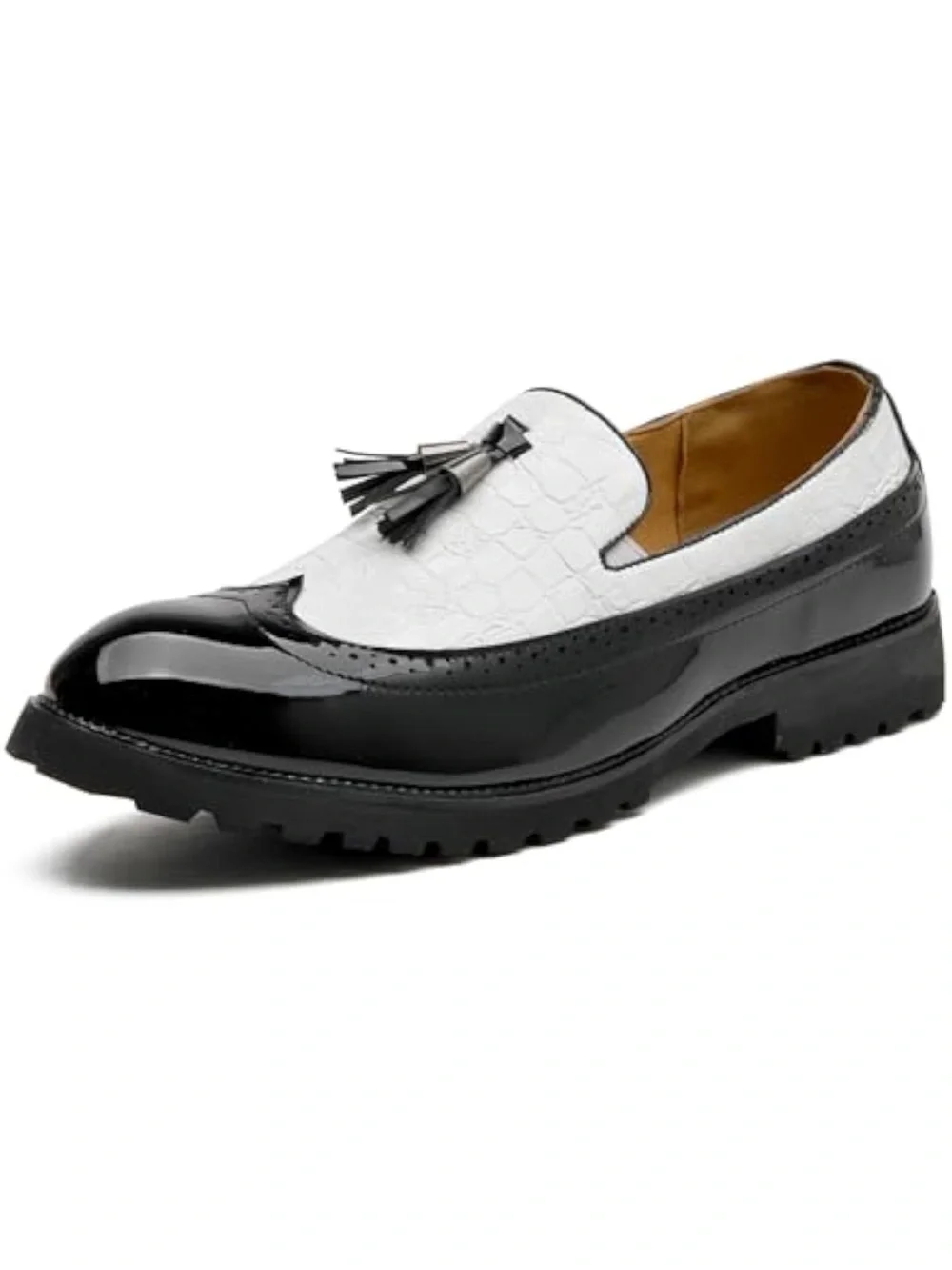 Men's Tassel Loafers Leather Wingtip Brogue Dress Shoes Casual Slip-On Business